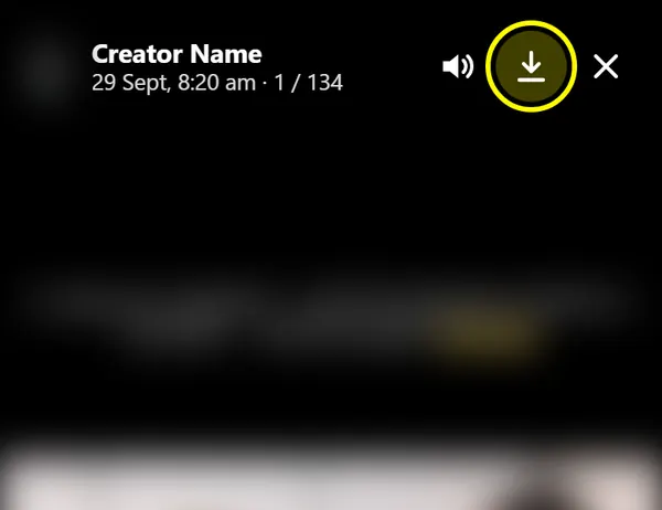 The player’s top bar with the download arrow next to the sound and close buttons